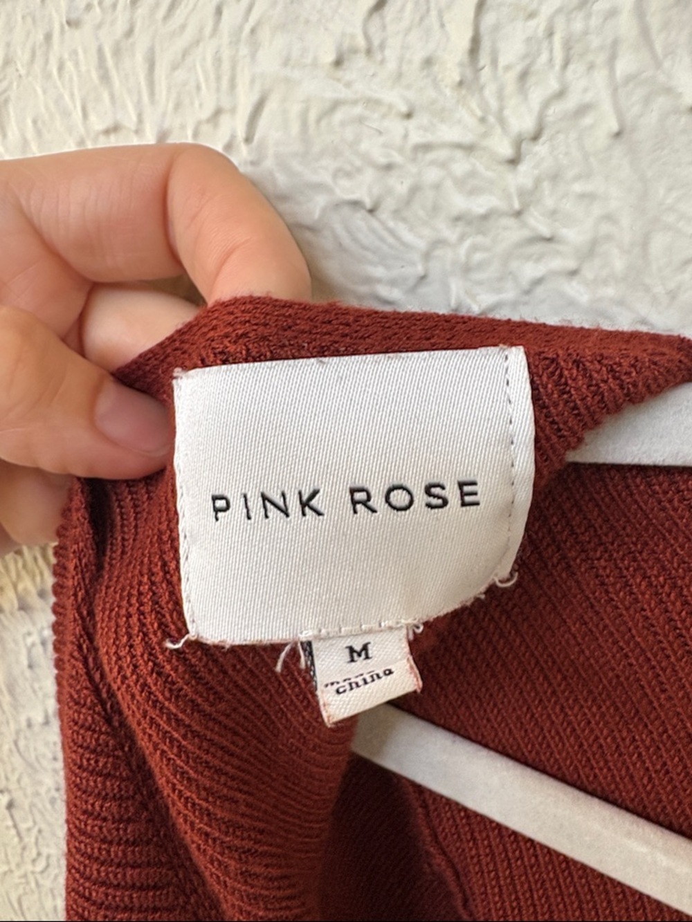 PINK ROSE Rust Red Ribbed Long Sleeve Wrap Top - Picture 2 of 3